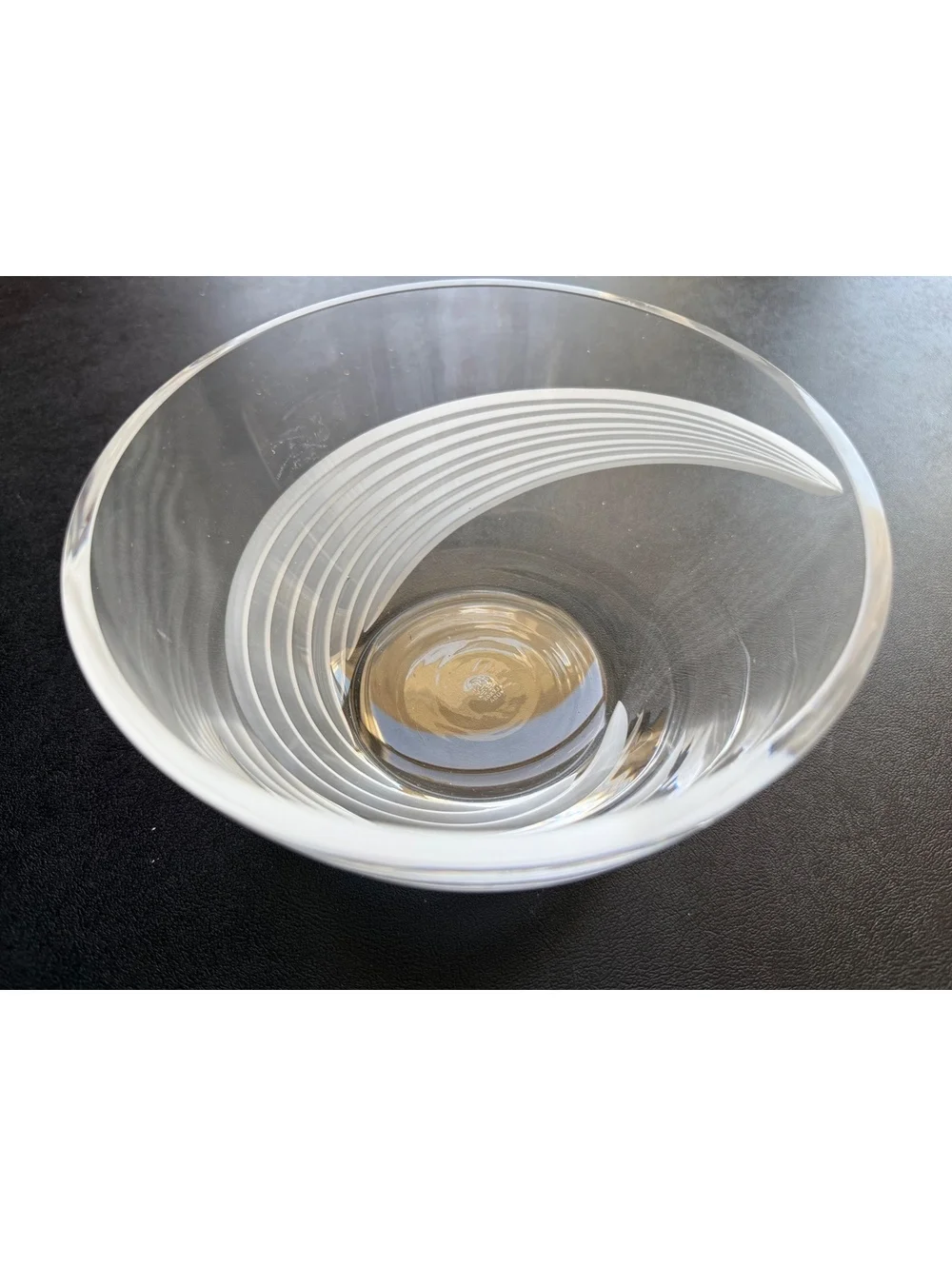 Vintage Lenox Windswept Crystal Bowl – Frosted Swirl Design – USA